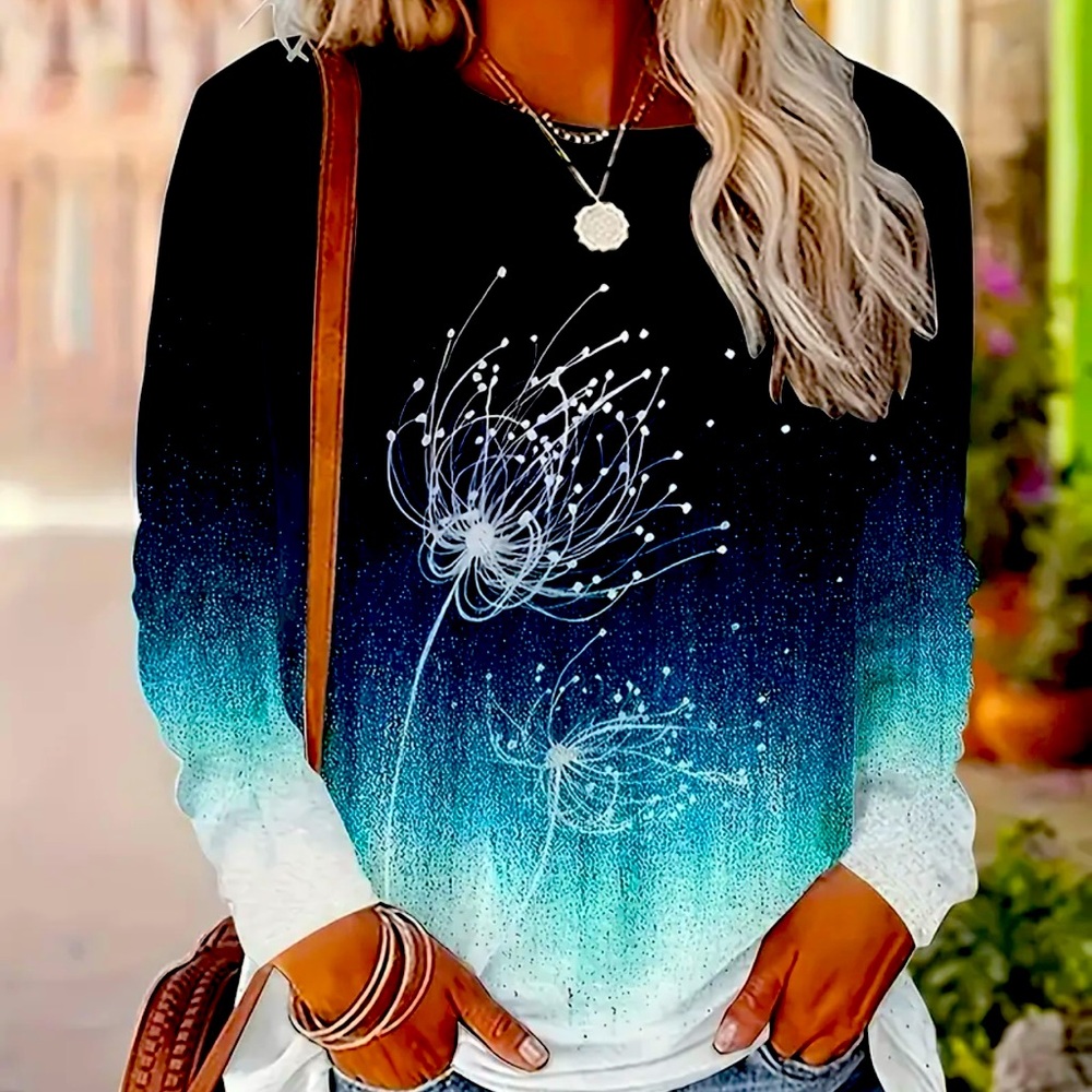 Such A Beautiful Dandelion Shirt!  The Blues are just Gorgeous - 2X